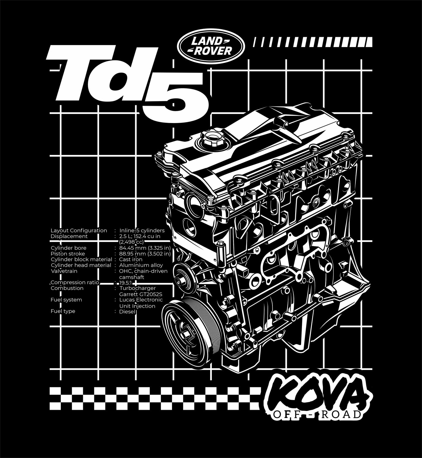 KOVA TD5 Engine hoody